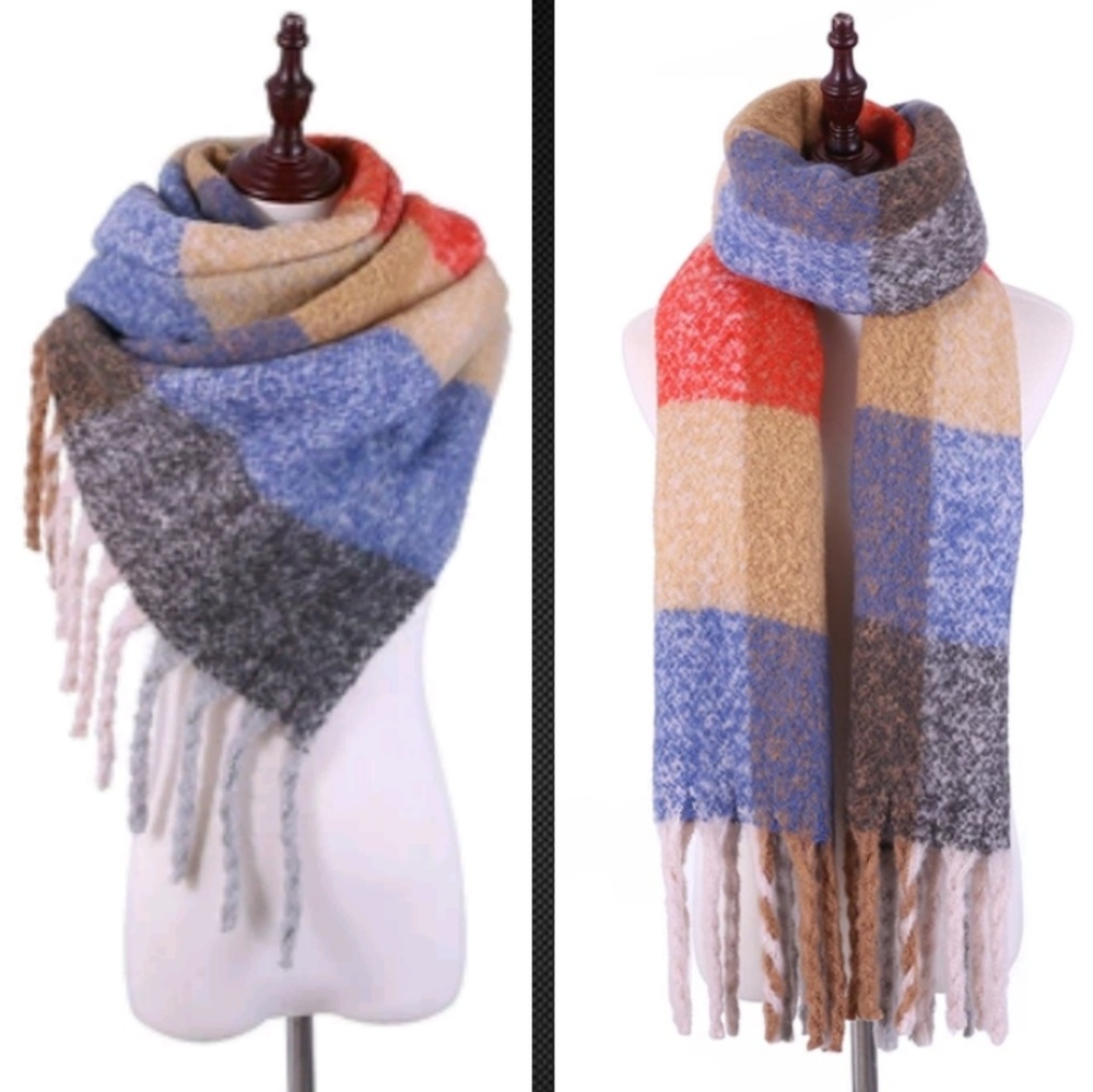 NEW, Vogue Plaid Tassel Scarf, Shawl